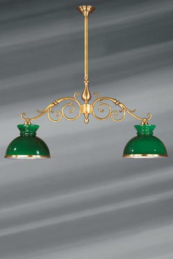 billiard chandelier Dutch style in patinated brass - Chandeliers by Lucien Gau