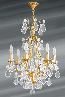 Bohemian crystal 6 lights Louis XV chandelier - Chandeliers by Lucien Gau