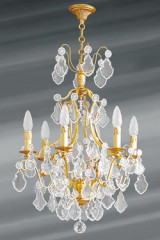 Bohemian crystal 6 lights Louis XV chandelier - Chandeliers by Lucien Gau