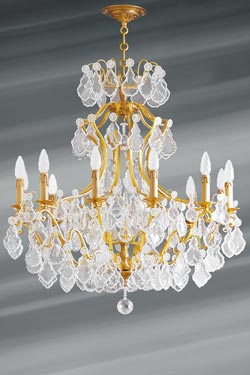 Bohemian crystal Louis XV chandelier twelve lights - Chandeliers by Lucien Gau