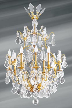 Bohemian crystal chandelier Louis XVI shape cage fifteen lights - Chandeliers by Lucien Gau