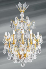 Bohemian crystal chandelier Louis XVI shape cage fifteen lights - Chandeliers by Lucien Gau