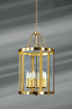 Classic six-light glass and bronze lantern - Chandeliers by Lucien Gau