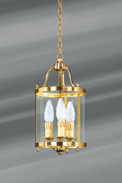 Classic style lantern in polished gilt bronze and glass - Chandeliers by Lucien Gau