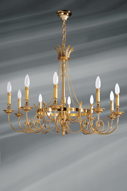 Directoire style bronze chandelier, ten lights - Chandeliers by Lucien Gau