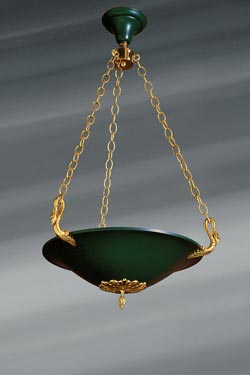 Empire style chandelier in the shape of a flared and lacquered basin - Chandeliers by Lucien Gau