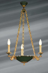 Empire style chandelier in the shape of a flared and lacquered basin, three lights - Chandeliers by Lucien Gau
