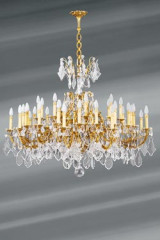 Gilt bronze and crystal chandelier Louis XV style 36 lights - Chandeliers by Lucien Gau