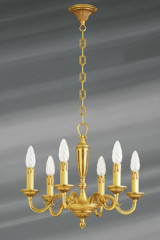 Gilt bronze chandelier, Louis XVI, six lights - Chandeliers by Lucien Gau