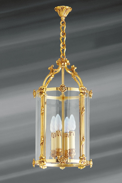 Lantern Louis XVI style gilded bronze and glass - Chandeliers by Lucien Gau