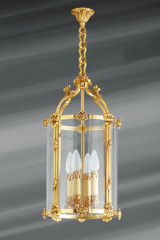 Lantern Louis XVI style gilded bronze and glass - Chandeliers by Lucien Gau