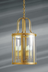 Large classic style lantern in solid bronze and curved glass - Chandeliers by Lucien Gau