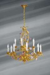 Large romantic chandelier 12 lights gold - Chandeliers by Lucien Gau