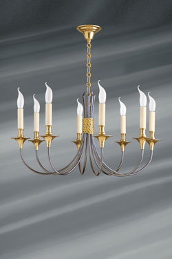 Liens chandelier 8 lights gold and gun barrel finishes - Chandeliers by Lucien Gau