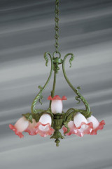7-light Art Nouveau chandelier - Chandeliers by Lucien Gau