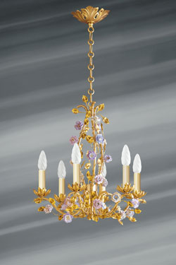 6-light gilded chandelier Art Nouveau  - Chandeliers by Lucien Gau