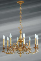 Louis XIII solid bronze eight lights chandelier - Chandeliers by Lucien Gau