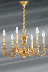 Louis XIV gilded solid bronze chandelier six lights - Chandeliers by Lucien Gau