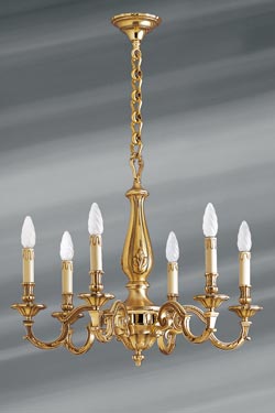 Louis XIV chandelier solid bronze old gold six lights - Chandeliers by Lucien Gau
