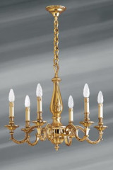 Louis XIV chandelier solid bronze old gold six lights - Chandeliers by Lucien Gau