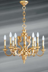 Louis XIV style chandelier in gilt bronze nine lights - Chandeliers by Lucien Gau