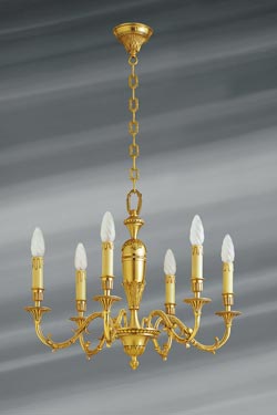 Louis XIV style chandelier, solid bronze with six lights - Chandeliers by Lucien Gau