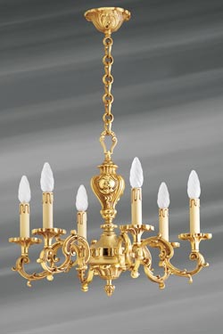 Louis XV gilded bronze chandelier six lights - Chandeliers by Lucien Gau