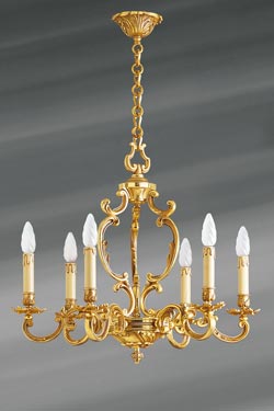 Louis XV gilt bronze chandelier six lights - Chandeliers by Lucien Gau