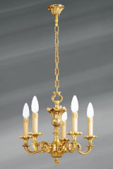 Louis XV golden chandelier five candlesticks - Chandeliers by Lucien Gau
