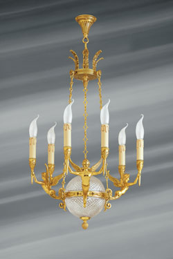 Restoration style gilded chandelier 6 lights  - Chandeliers by Lucien Gau