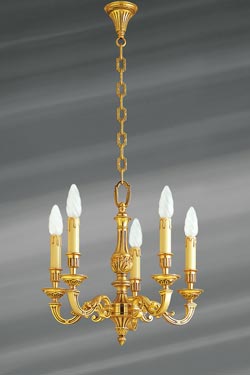 Small Louis XVI chandelier in gilded bronze, five lights - Chandeliers by Lucien Gau