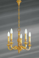 Small Louis XVI chandelier in gilded bronze, five lights - Chandeliers by Lucien Gau