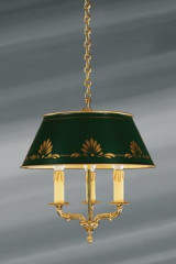 Small solid bronze chandelier Empire style, bright gold finish - Chandeliers by Lucien Gau