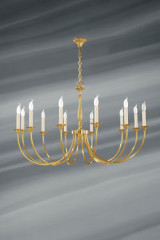 Sologne chandelier in gilded brass - Chandeliers by Lucien Gau