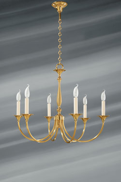 Sologne 6 lights golden chandelier - Chandeliers by Lucien Gau
