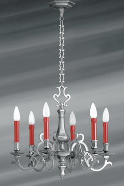 Tin chandelier Louis XIII six lights - Chandeliers by Lucien Gau