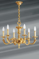 Chandelier with six candlesticks in gilt bronze Louis XV - Chandeliers by Lucien Gau