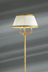 Empire style solid bronze floor lamp, three lights, pleated shade - Floor lamps by Lucien Gau