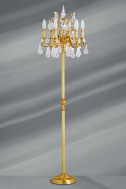 Gilded bronze and bohemian crystal Louis XV Floor lamp - Floor lamps by Lucien Gau