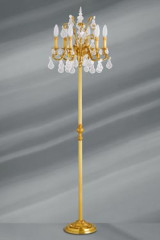 Gilded bronze and bohemian crystal Louis XV Floor lamp - Floor lamps by Lucien Gau
