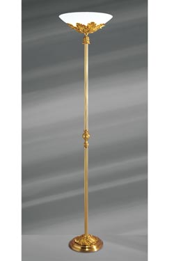 Lampadaire doré Louis XV en bronze verre dépoli et support rond - Lampadaire by Lucien Gau