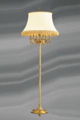 Lampadaire doré, style Louis XVI sur pied cannelé, six lumières - Lampadaire by Lucien Gau