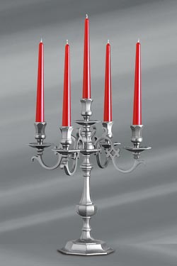 Lampe chandelier Louis XIII étain mat cinq lumières - Lampe de table by Lucien Gau