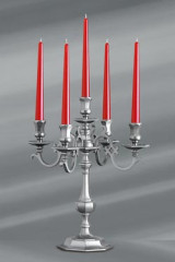 Lampe chandelier Louis XIII étain mat cinq lumières - Lampe de table by Lucien Gau