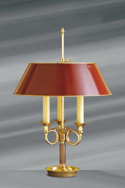 Lampe de style Directoire, en bronze massif doré, trois bougies - Lustre by Lucien Gau