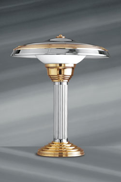 Lampe de table Art Déco dorée et argentée - Lampe de table by Lucien Gau
