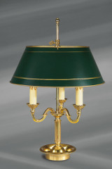 Lampe en bronze doré, style Louis XVI, abat-jour vert peint - Lampe de table by Lucien Gau
