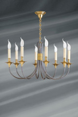 Liens lustre chandelier 8 lumières doré et canon de fusil - Lustre by Lucien Gau