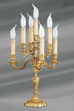 Candlestick Louis XV bronze old gold seven lights - Table lamps by Lucien Gau