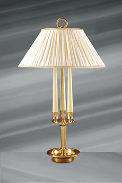 Empire style solid bronze lamp, pleated ivory shade - Table lamps by Lucien Gau